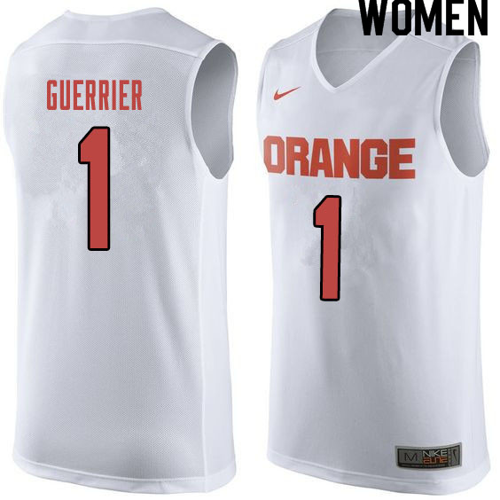 Women #1 Quincy Guerrier Syracuse White College Basketball Jerseys Sale-Orange
